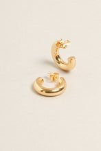 Load image into Gallery viewer, Small  14K Gold Dipped Post Hoop Earrings