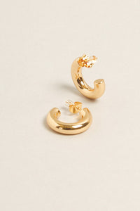 Small  14K Gold Dipped Post Hoop Earrings