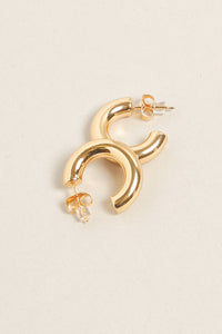 Small  14K Gold Dipped Post Hoop Earrings
