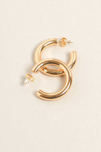 Load image into Gallery viewer, Large  14K Gold Dipped Post Hoop Earrings