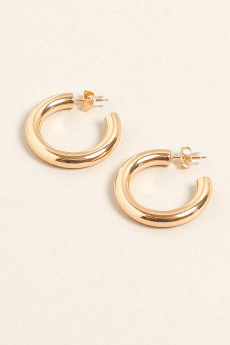Large  14K Gold Dipped Post Hoop Earrings