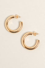 Load image into Gallery viewer, Large  14K Gold Dipped Post Hoop Earrings