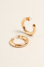 Load image into Gallery viewer, Large  14K Gold Dipped Post Hoop Earrings