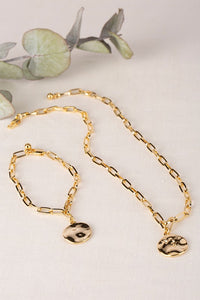 Coin pendant chain bracelet and necklace set