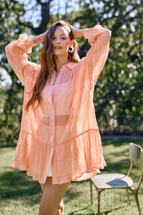 Sheer Peach Tunic Blouse