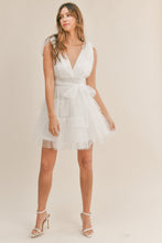 Load image into Gallery viewer, Kara White Pearl Tulle Mini Dress