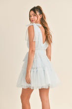 Load image into Gallery viewer, Kara Blue Pearl Tulle Mini Dress