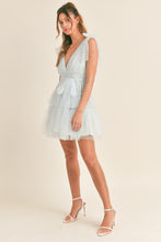 Load image into Gallery viewer, Kara Blue Pearl Tulle Mini Dress