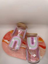 Load image into Gallery viewer, Pastel Rainbow Daisy Glass Can Style Cup