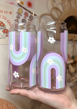 Load image into Gallery viewer, Pastel Rainbow Daisy Glass Can Style Cup