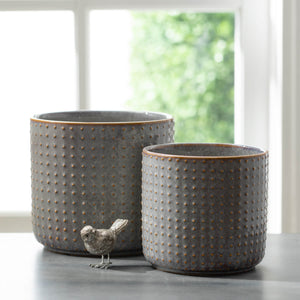 Multicolor Ceramic Hobnail Pots - Set of 2