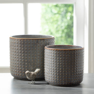 Multicolor Ceramic Hobnail Pots - Set of 2