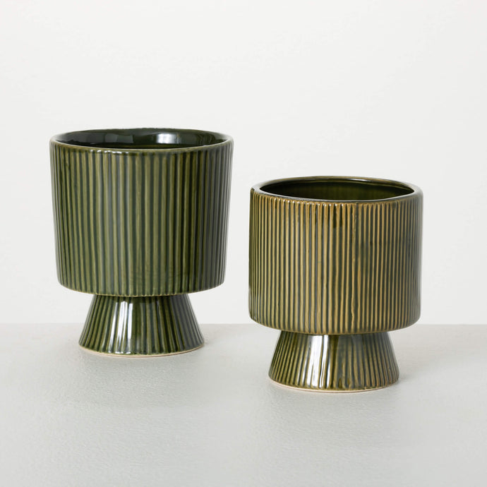 Modern Pedestal Urn Pots - Set of 2