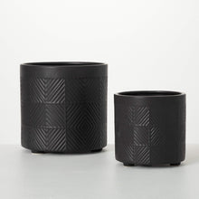 Load image into Gallery viewer, Black Modern Ceramic Planters - Set of 2
