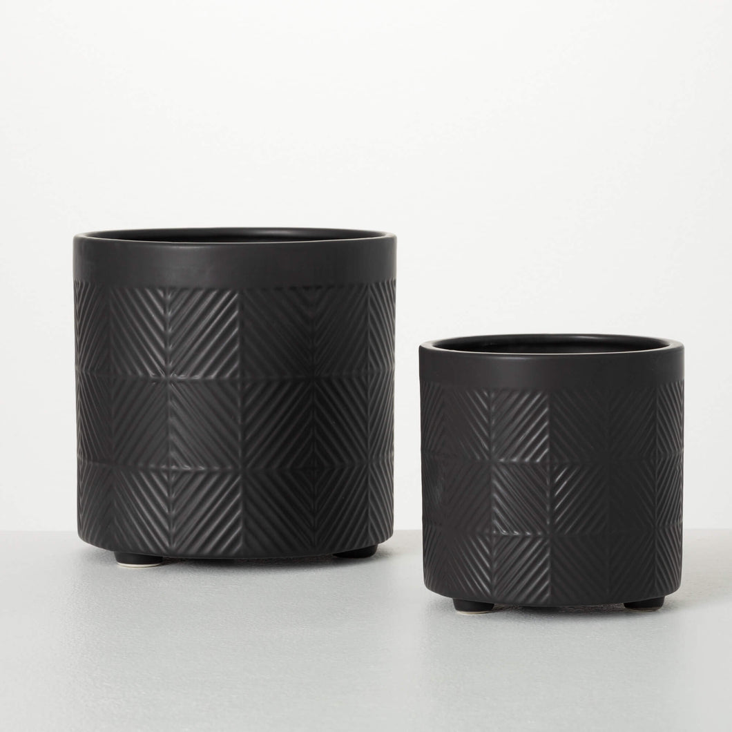 Black Modern Ceramic Planters - Set of 2