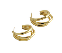 Load image into Gallery viewer, Gold Plated Triple Hoop Earrings