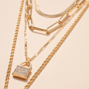 Lock Charms Layered Necklace