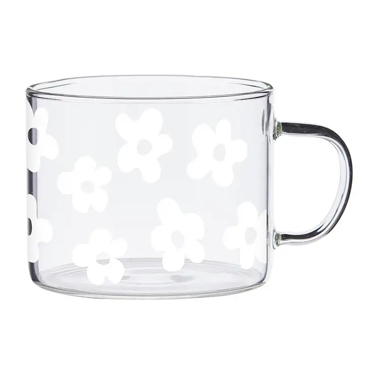 White Daisy Glass Mug