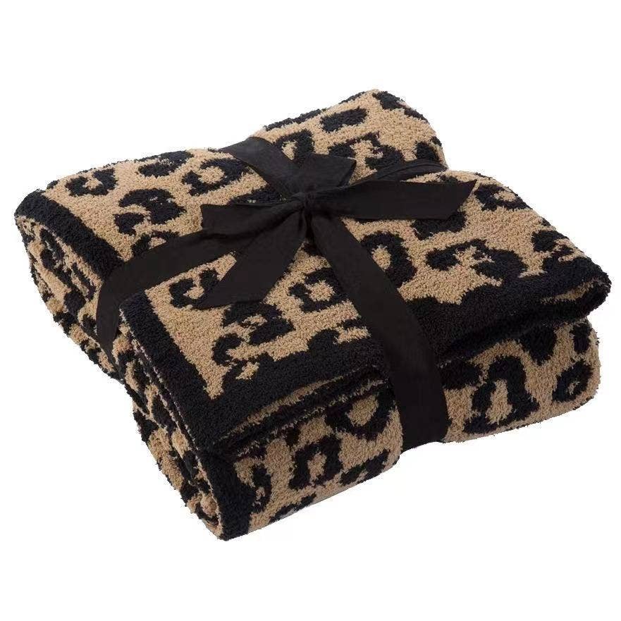 Coffee Dreamy Plush Leopard Blanket