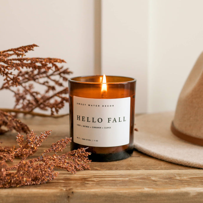 Hello Fall Soy Candle | 11 oz Amber Jar Candle