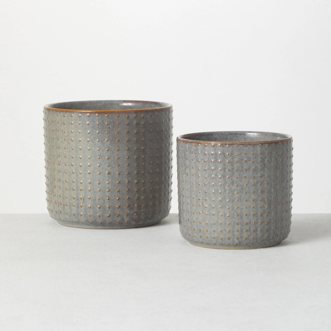 Multicolor Ceramic Hobnail Pots - Set of 2