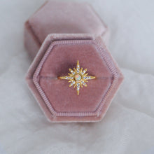 Load image into Gallery viewer, Yvaine: Gold Starburst Ring with Faux Opal &amp; Cubic Zirconia