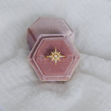 Load image into Gallery viewer, Yvaine: Gold Starburst Ring with Faux Opal &amp; Cubic Zirconia