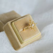 Load image into Gallery viewer, Yvaine: Gold Starburst Ring with Faux Opal &amp; Cubic Zirconia