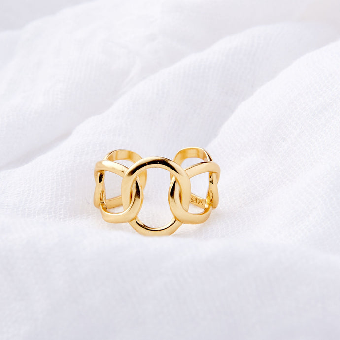 Gold Plated Open Loop Statement Ring: Gold Plated Sterling Silver