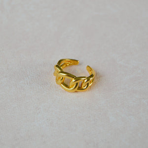 Yellow Gold Chain Statement Ring: Gold Plated Sterling Silver