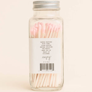 Glass Jar Safety Matches - Pink