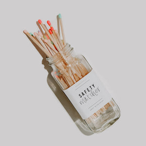 Glass Jar Safety Matches - Rainbow