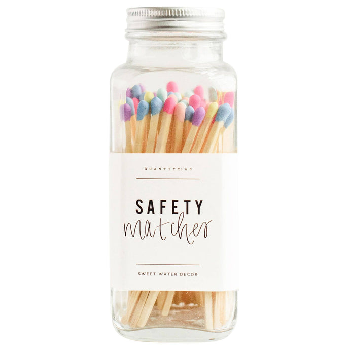 Glass Jar Safety Matches - Rainbow