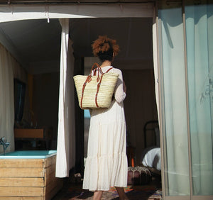 Moroccan Artisan Straw Tote Backpack